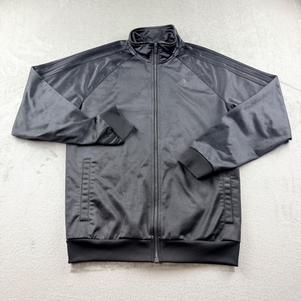 Adidas Men's Small Full Zip Track Jacket Black Camo Three Stripe Athletic